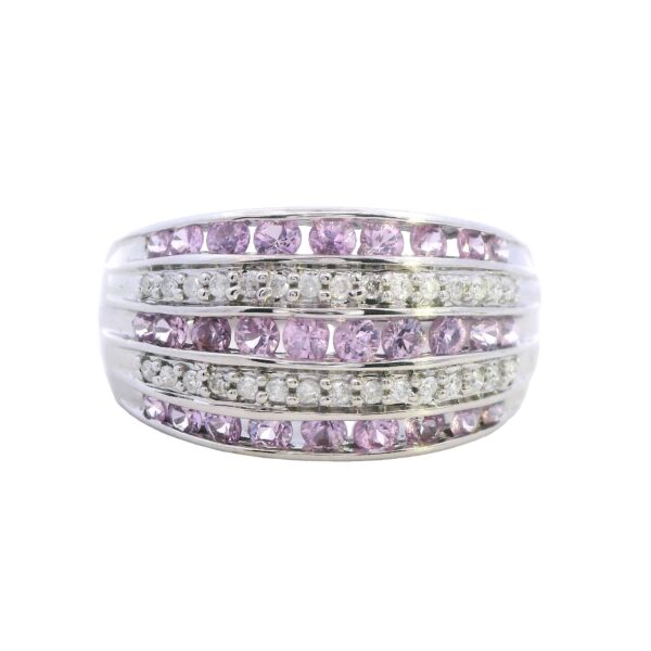 14ct Whtie gold Pink Sapphire & Diamond ring